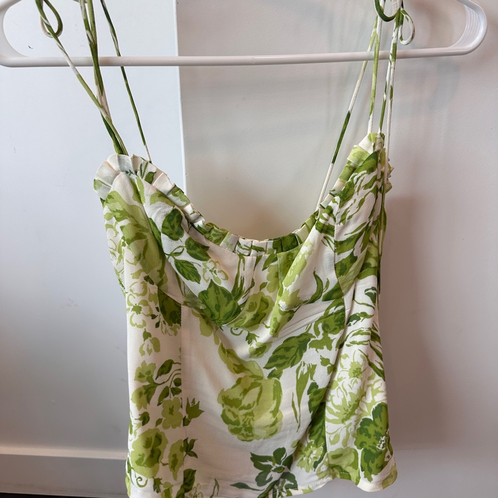 Reformation Green Floral Camisole